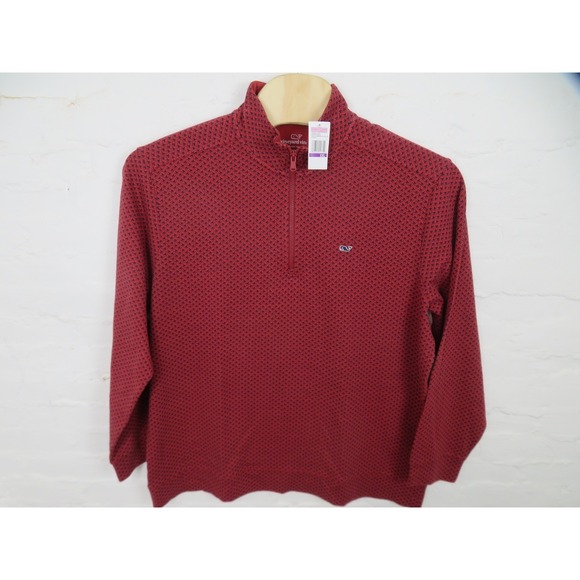 Vineyard Vines Sweater Mens 2XL Red Skier Print Broadfield Half Zip Ski Pullover - Picture 2 of 10